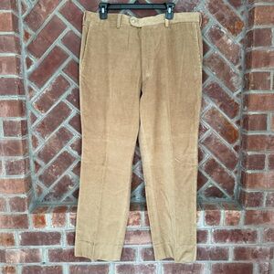 NWT JB Britches Men’s Wool Corduroy Flat Front Pants Camel Tan Size 36 Italy